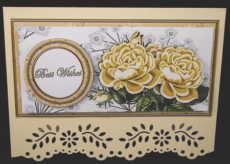 Cream Roses Best Wishes Dl Decoupage Topper by Yvonne Middleton