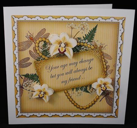 Cream Orchids Age Change 8in Vintage Decoupage Topper by Yvonne Middleton