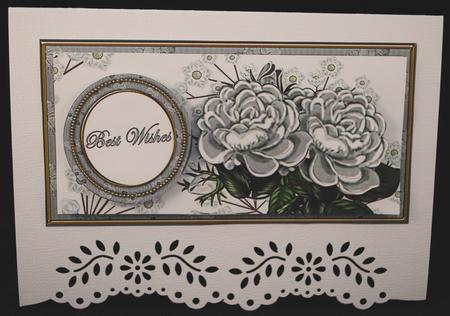 Silver Roses Best Wishes Dl Decoupage Topper by Yvonne Middleton