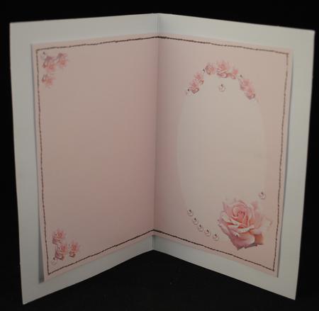 Pink Roses Diamonds Decoupage Card Insert by Yvonne Middleton
