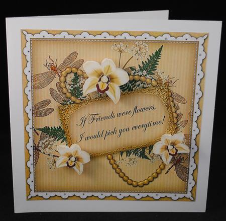 Cream Orchids If Friends Were. 8in Vintage Decoupage Topper by Yvonne Middleton