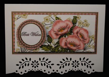 Pink Poppy Best Wishes Dl Decoupage Topper by Yvonne Middleton