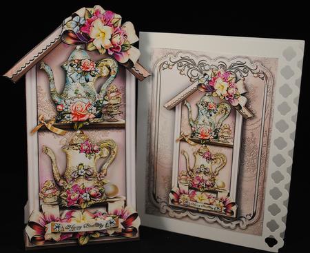 Beautiful Vintage Cabinet with Teapots and Cakes by Yvonne Middleton