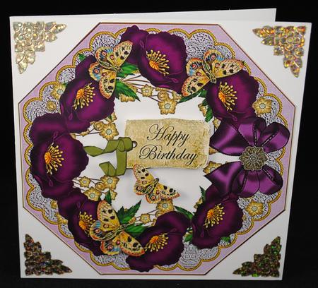 Purple Poppy Lace Octagon 8inch Frame Sheet by Yvonne Middleton