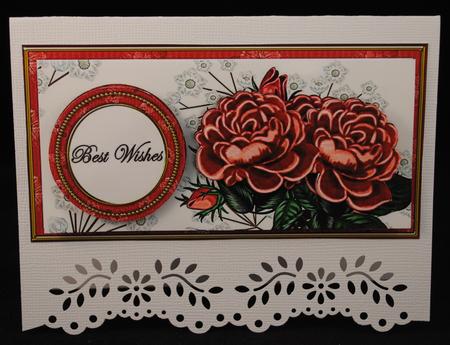 Dred Roses Best Wishes Dl Decoupage Topper by Yvonne Middleton