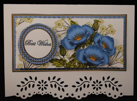 Blue Poppy Best Wishes Dl Decoupage Topper by Yvonne Middleton