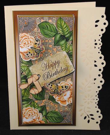 Peach Roses Happy Birthday Dl Topdown Topper by Yvonne Middleton