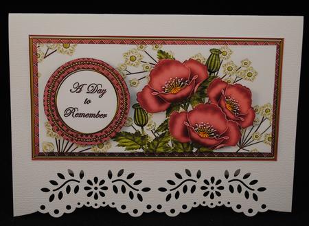 Mid Pink Poppy Day to Remember Dl Decoupage Topper by Yvonne Middleton