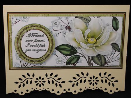Olive Magnolia If Friends Were Dl Decoupage Topper by Yvonne Middleton