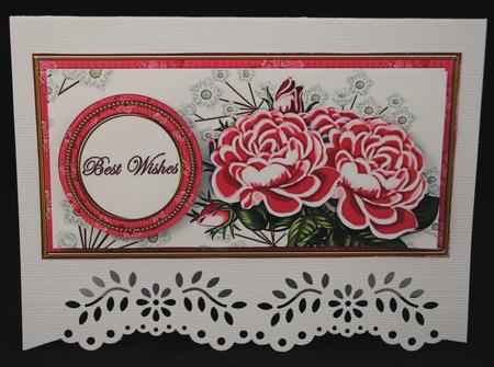 Cerise Roses Best Wishes Dl Decoupage Topper by Yvonne Middleton