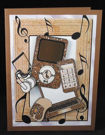 Brown Laptop with Matching Mp3 Player and Mobile Phone by Yvonne Middleton