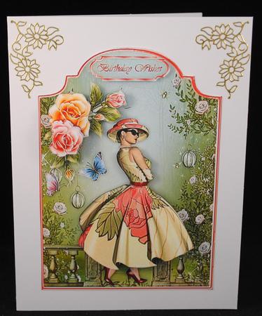 A Glowing Rose Shaped Card Front with Step by Step by Yvonne Middleton
