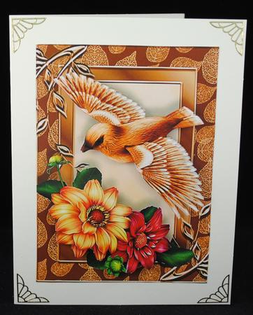 Beautiful Orange & Red Roses with Bird by Yvonne Middleton