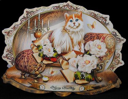 Cute Kitten in Vintage Style Card by Yvonne Middleton