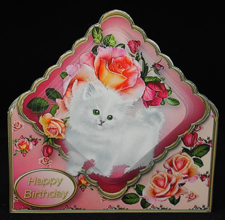 White Kitten Stand-up Diamond Pyramid Card Mini Kit by Yvonne Middleton