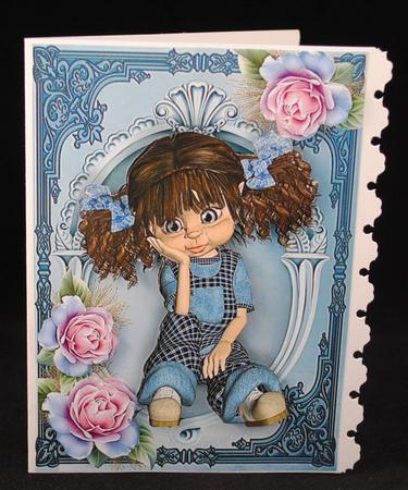 Little Kiki Girl with Blue Frosted Roses by Yvonne Middleton