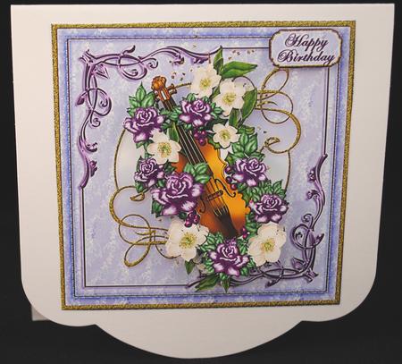 Violin and Lilac Roses Square Card Front by Yvonne Middleton