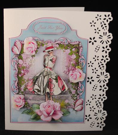 Rosey Trail Shaped Card Front with Step by Step by Yvonne Middleton