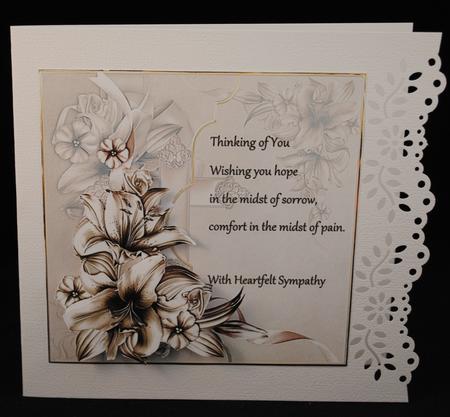Pink Lily Sympathy Card with Decoupage by Yvonne Middleton