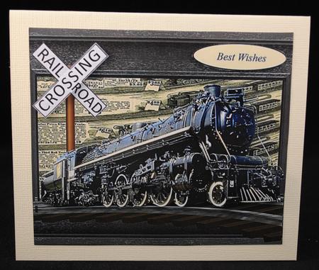 Train Crossing Card Topper with Decoupage by Yvonne Middleton