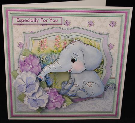 Smelling the Pansies Cute Elephant Mini Kit & Decoupage by Yvonne Middleton