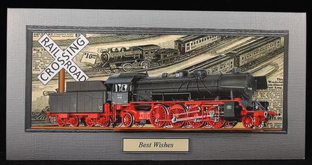 Locomotive Train 4 x 10 Long Topper with Decoupage by Yvonne Middleton