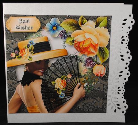 Black Lace & Peach Roses Quick Topper by Yvonne Middleton