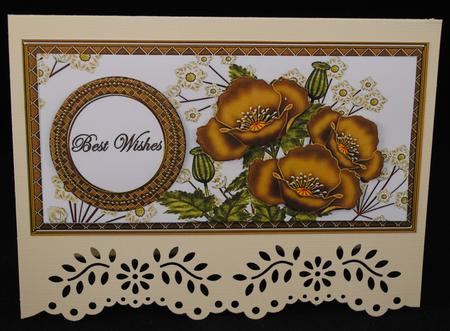 Gold Poppy Best Wishes Dl Decoupage Topper by Yvonne Middleton