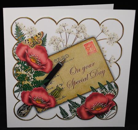 Dusky Pink Poppy Special Day Ink Saver 8in Scallop Topper by Yvonne Middleton
