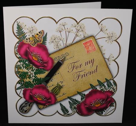 Cerise Poppy for My Friend Ink Saver 8in Scallop Topper by Yvonne Middleton