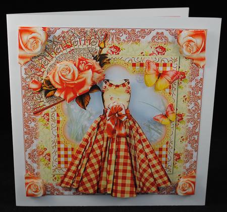 Beautiful Gingham Dress Card Front Kit by Yvonne Middleton