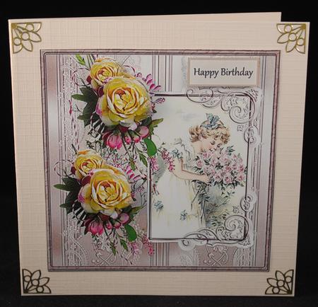 The Smell of Roses Card Front with Decoupage by Yvonne Middleton