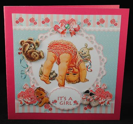 It's a Girl Decoupage Card Front by Yvonne Middleton