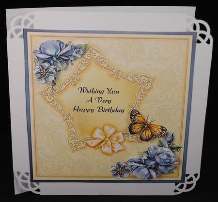 Roses and Butterfly Birthday Card by Yvonne Middleton