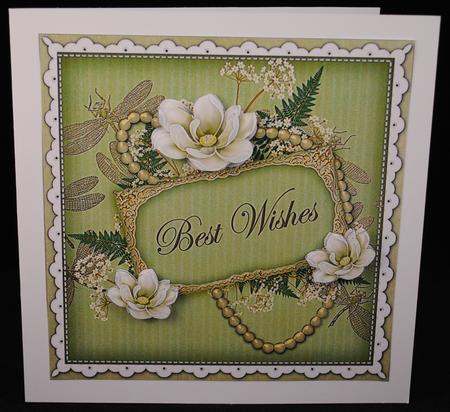 Olive Magnolia Best Wishes 8in Vintage Decoupage Topper by Yvonne Middleton