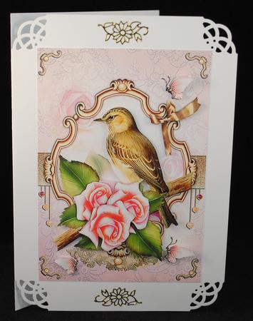 Lovely Vintage Bird with Soft Roses by Yvonne Middleton