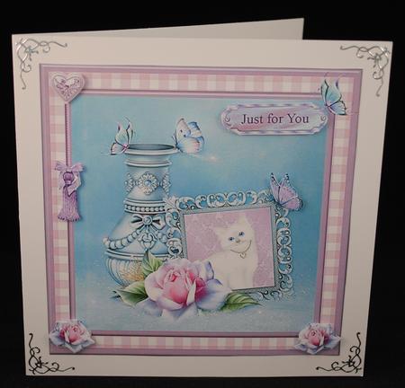 Kitten, Roses & Butterflies Gingham Topper & Decoupage by Yvonne Middleton