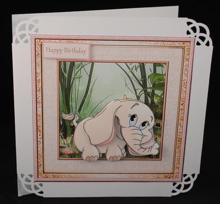 Pink Elephant Card with Decoupage by Yvonne Middleton