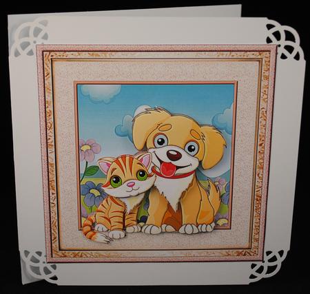 Puppy and Kitten Card with Decoupage by Yvonne Middleton