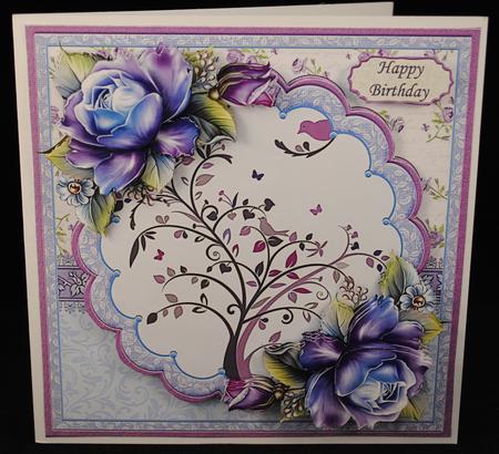Birds in Tree & Roses 8x8 Mini Kit & Decoupage by Yvonne Middleton