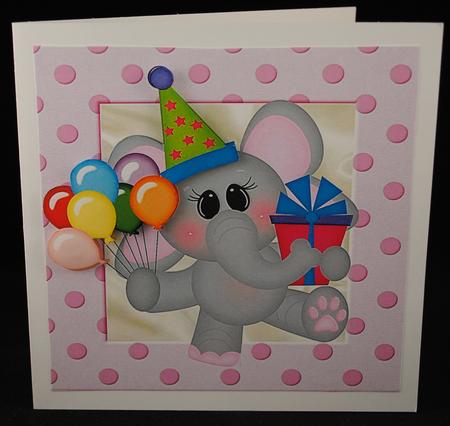 Little Ele Celebrating Her Birthday 8x8 by Yvonne Middleton