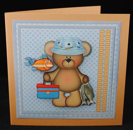Male Card Gone Fishing Cute by Yvonne Middleton