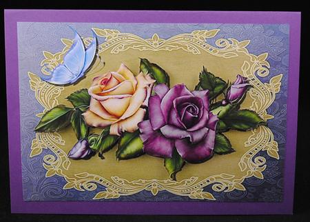 Lovely Purple & Cream Rose's A4 by Yvonne Middleton
