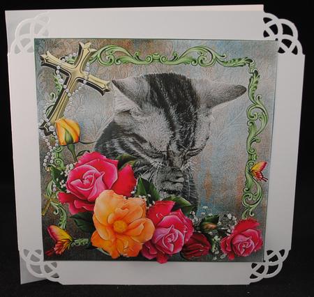 Kitten Prayers Card Topper with Decoupage by Yvonne Middleton