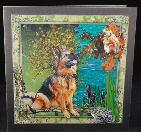 Curious German Shepard Dog Topper with Decoupage by Yvonne Middleton