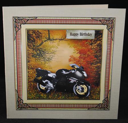 Birthday Black Motorbike Decoupage Topper by Yvonne Middleton