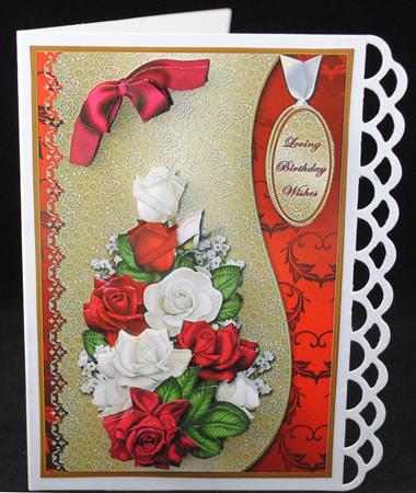 Red and White Roses Waved Card Front by Yvonne Middleton