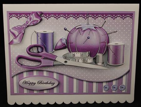 Sewing Mad Waved Card Front by Yvonne Middleton