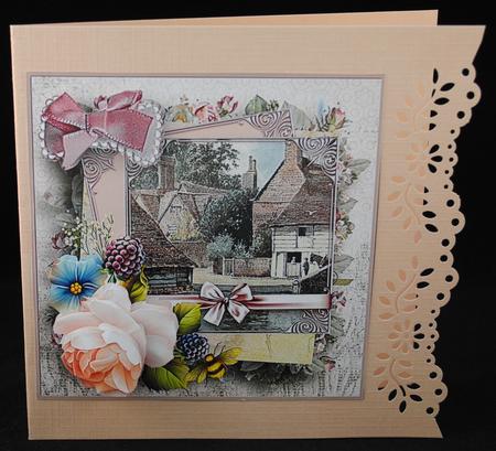 Pink Rose Card with Decoupage by Yvonne Middleton