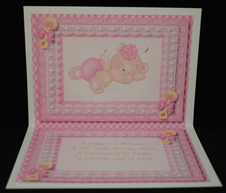 Incert Pink . Teddy in Clouds, , with Verse by Yvonne Middleton